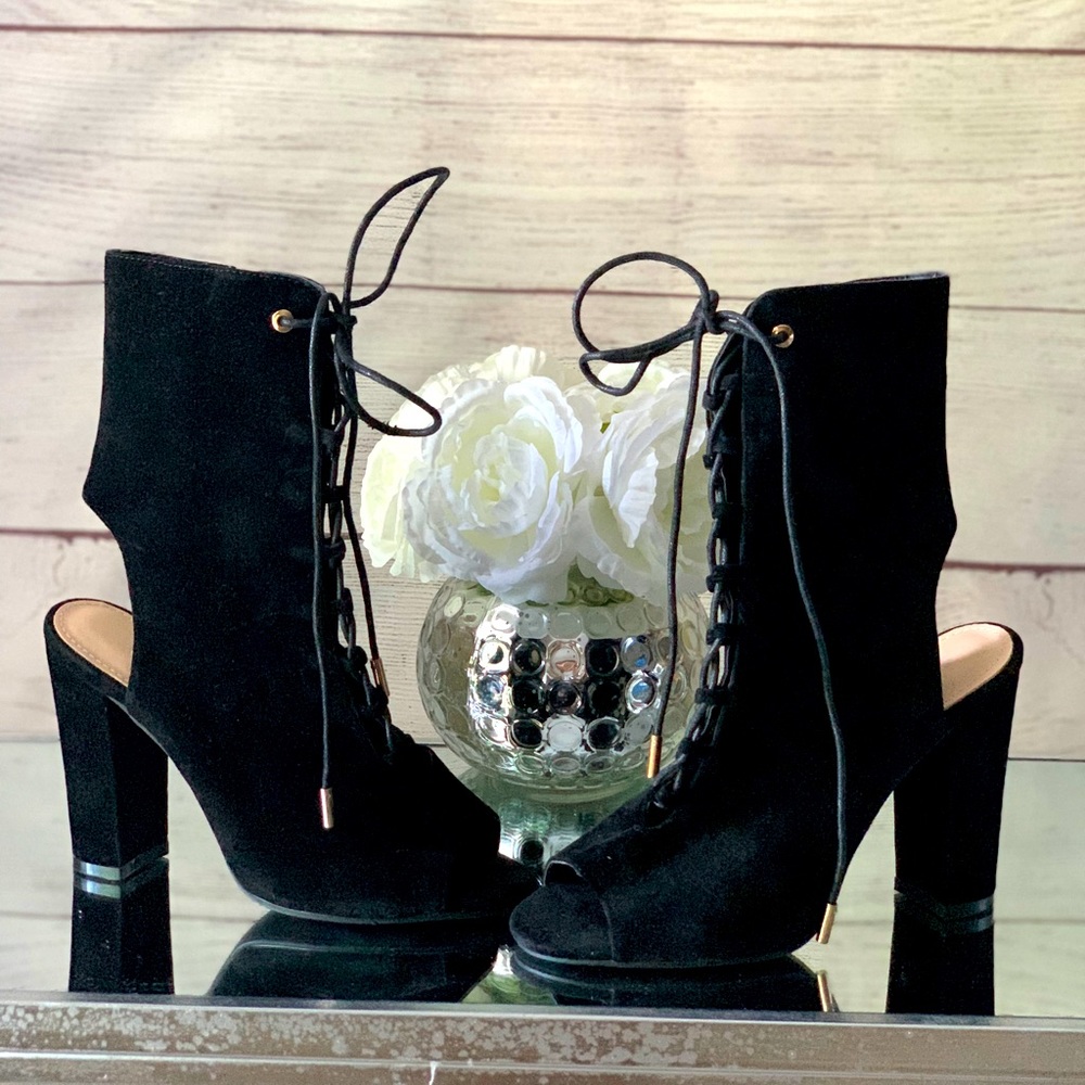 Black Peep-Toe Booties